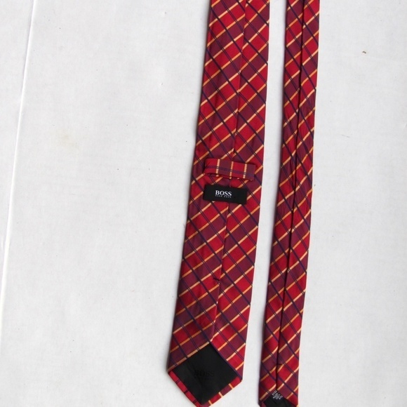 Hugo Boss Black Label Tie Plaid 100% Silk Multicol - Picture 2 of 5